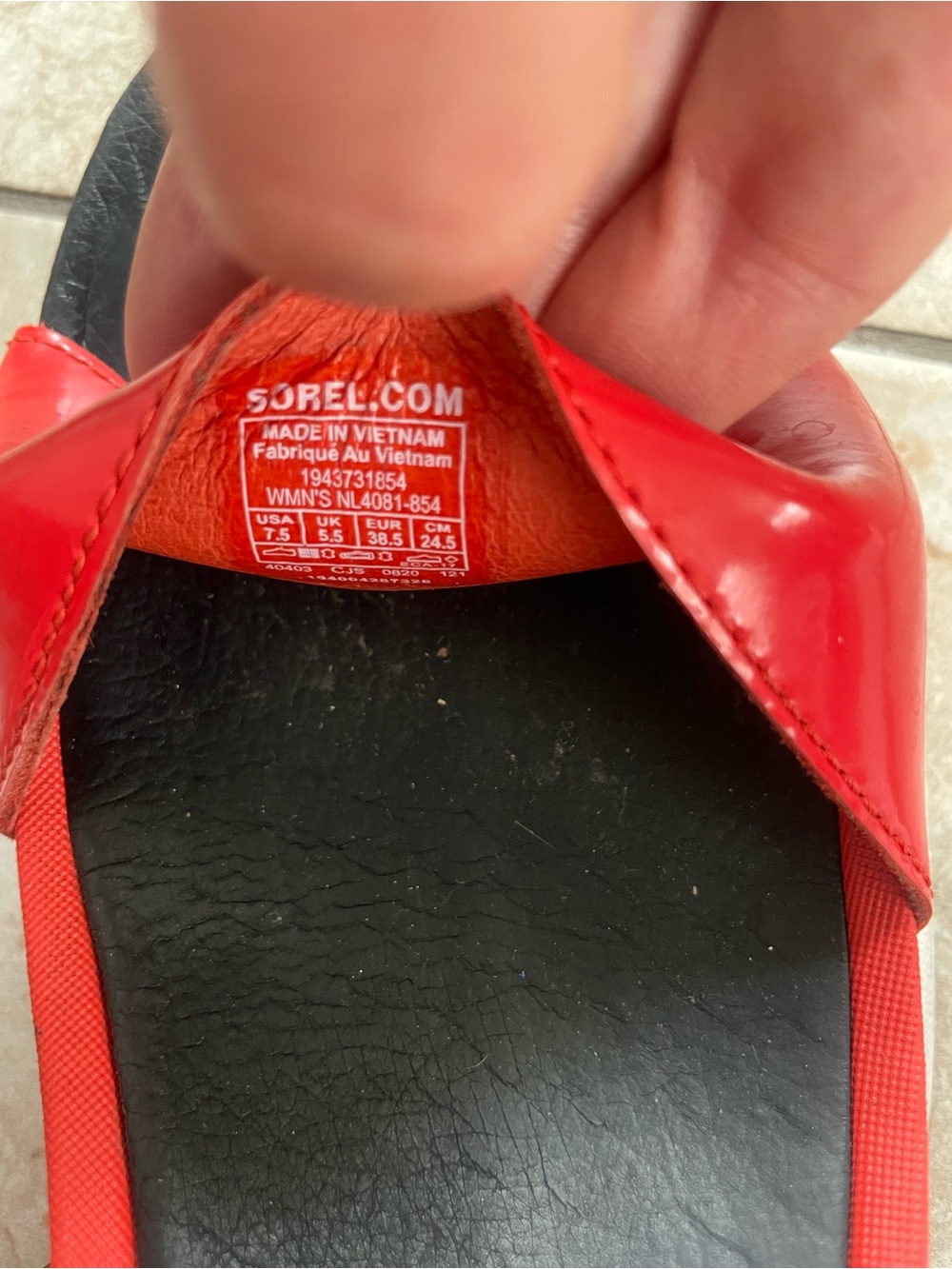 Sorel Red and Black Women's Sport Sandals - Picture 4 of 4